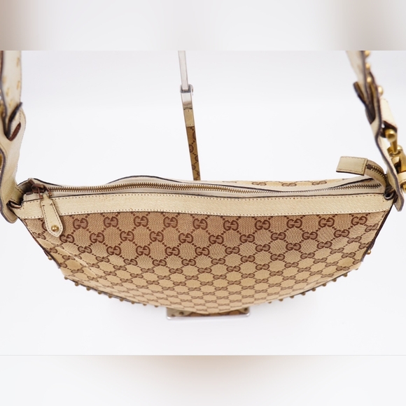 ❌️❌️SOLD❌️❌️AY05❤️ GUCCI Monogram Pelham Studded Shoulder Bag - Picture 2 of 14